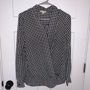 Pleione Wrap Style Blouse Long Sleeve Patterned